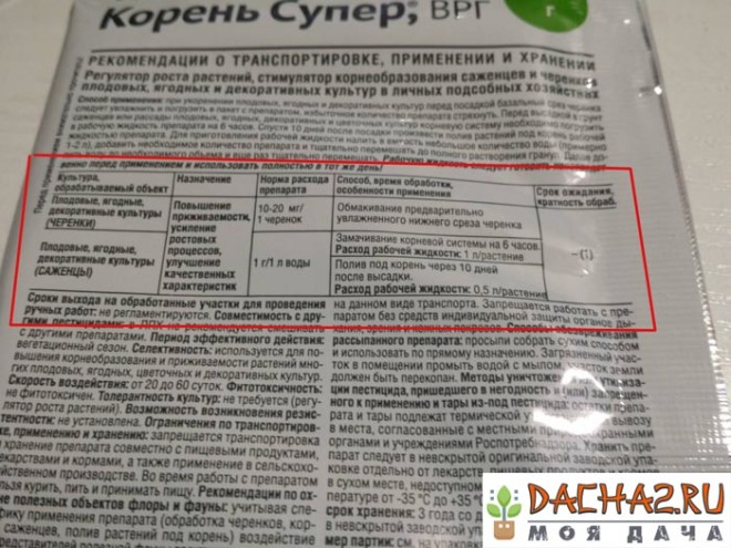 Удобрение для укоренения корней КОРЕНЬ СУПЕР упаковка инструкция по применению